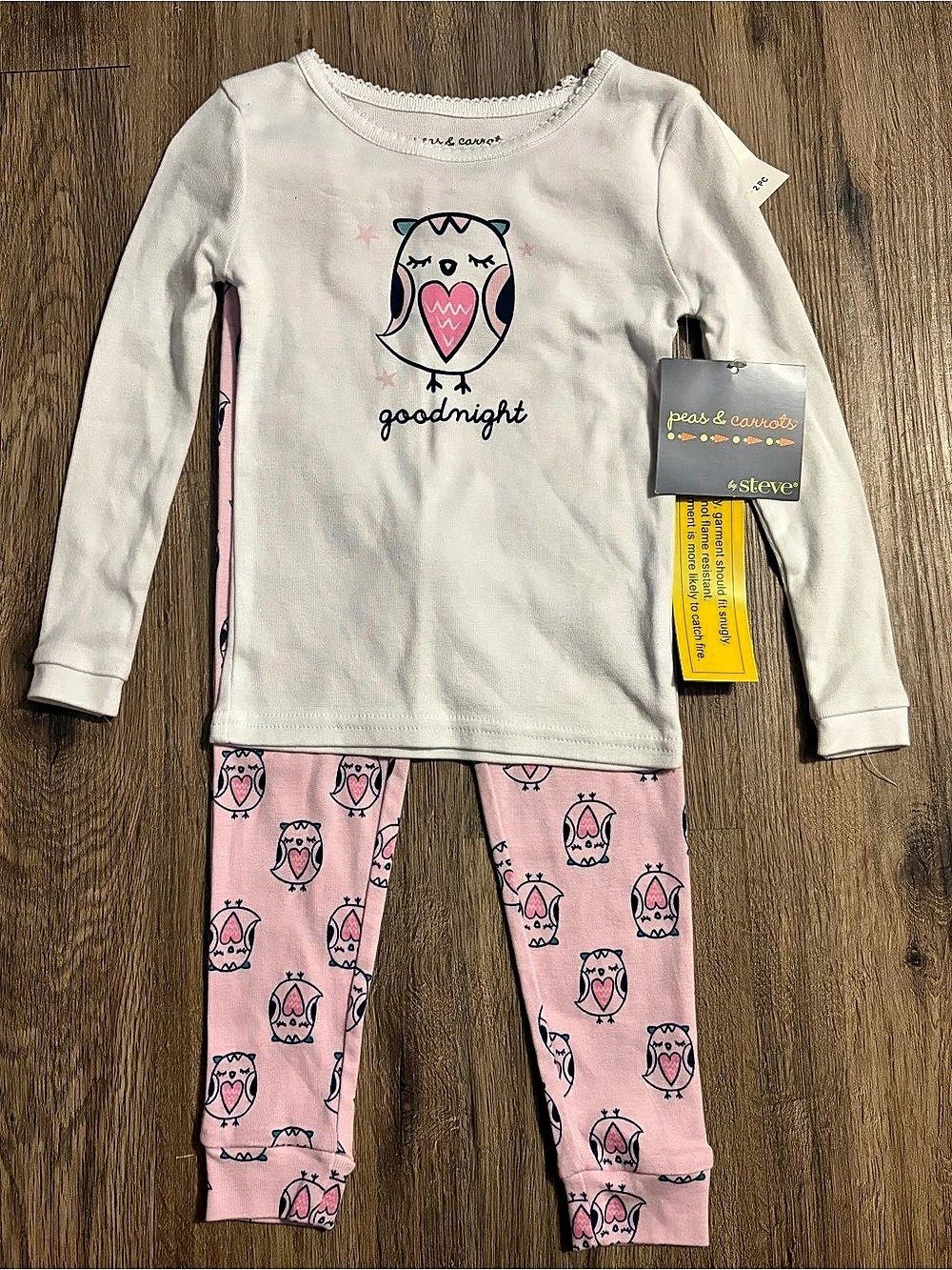 Peas & Carrots by Steve - Owl Graphic Pajama Set -  Size 3T